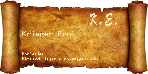 Krieger Ernő névjegykártya